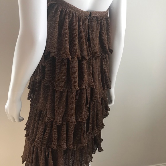 Missoni brown gold ruffle party dress - Picture 5 of 10